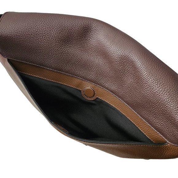 Coach Hudson Brown Leather Colorblock Messenger Laptop Crossbody Bag - Picture 4 of 13